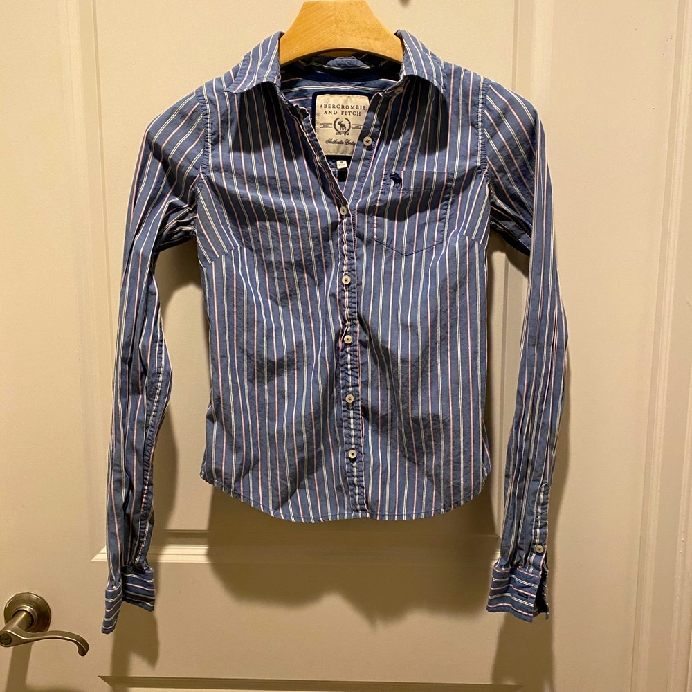 Abercrombie & Fitch Pinstripe Long Sleeve Oxford